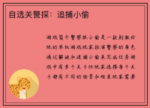 自选关警探：追捕小偷